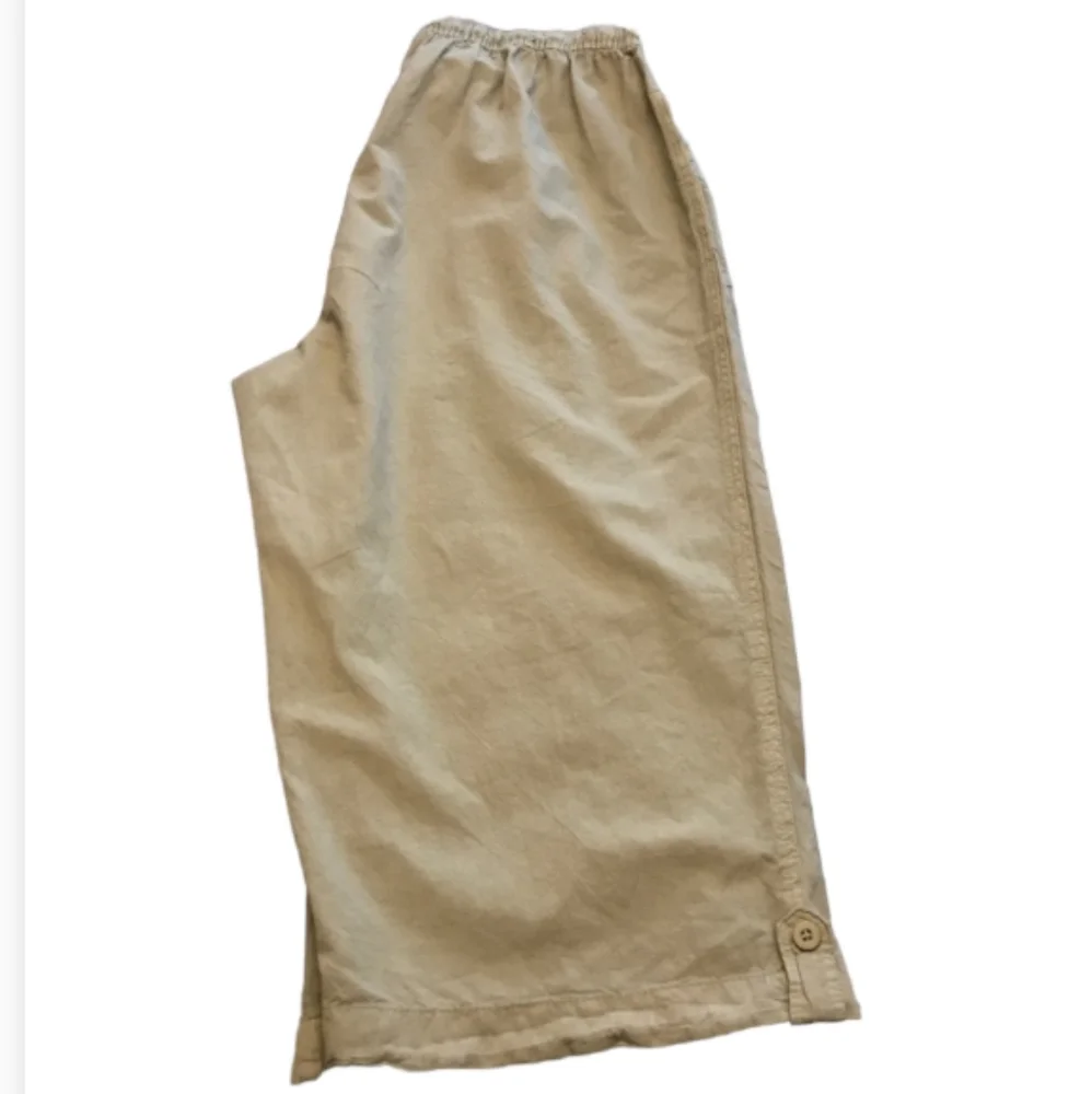 NWT KAREN SCOTT Woman Comfort Waist Pocketed Khaki Beige Summer Capri Pants